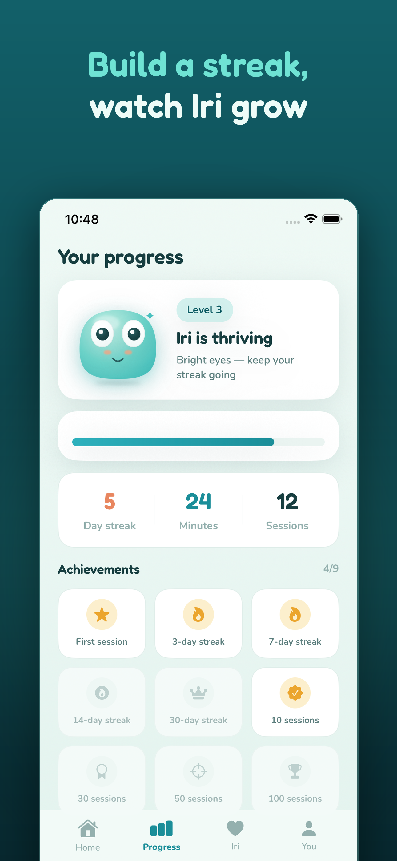 Build a streak and watch Iri grow